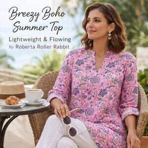 Roberta Roller Rabbit Pink Floral Tunic‎ | Lightweight Resort Top